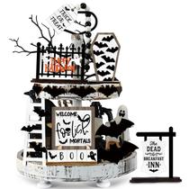 Conjunto de decoração de bandejas em camadas de Halloween Umigy, 15 unidades, Cute Ghost Conjunto de decoração de bandejas em camadas de Halloween Umigy, 15 unidades, Cute Ghost