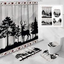 Conjunto de decoração de banheiro Litabel Rustic Forest Deer 4 unidades