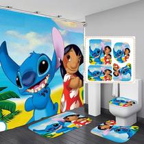 Conjunto de decoração de banheiro oumebiu Frameless Cartoon Stitch 4 peças Conjunto de decoração de banheiro oumebiu Frameless Cartoon Stitch 4 peças