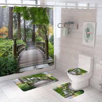 Conjunto de decoração de banheiro Woodland Bridge Nature 4 peças à prova d'água