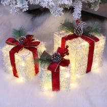Conjunto de decoração de caixas de presente iluminadas de Natal Fulong Opulent x3