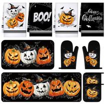 Conjunto de decoração de cozinha Fanfanwin Fall Pumpkin 10 peças no Dia de Ação de Graças