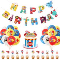 Conjunto de decoração de festa com tema de circo, aniversário, 35 unidades com banner Conjunto de decoração de festa com tema de circo, aniversário, 35 unidades com banner