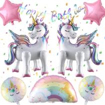 Conjunto de decoração de festa Heukikt Unicorn com balões e banner Conjunto de decoração de festa Heukikt Unicorn com balões e banner