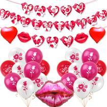 Conjunto de decoração de festa para Dia dos Namorados, 25 unidades com balões e banner