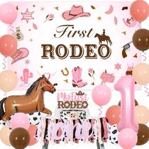 Conjunto de decoração de festa Western Cowgirl 1st Birthday Wonmelody Conjunto de decoração de festa Western Cowgirl 1st Birthday Wonmelody