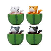 Conjunto de decoração de jardim para 4 gatos fofos em vasos de melancia em PVC