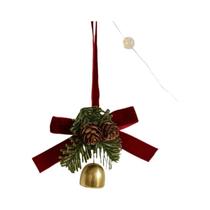 Conjunto De Decoração De Natal Com Laços De Veludo, Sinos E Pinhas Para Árvore, Lareira E Cenário De