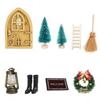Conjunto de decoração de Natal em miniatura Dollhouse, 9 unidades de bétula Conjunto de decoração de Natal em miniatura Dollhouse, 9 unidades de bétula