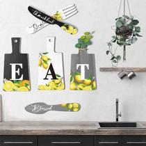 Conjunto de decoração de parede Quinclay Lemon Cutting Board Eat Sign 6 unidades