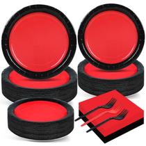 Conjunto de decoração de suprimentos de festa gisgfim 50 convidados vermelho/preto Conjunto de decoração de suprimentos de festa gisgfim 50 convidados vermelho/preto