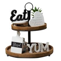 Conjunto de decoração GENMOUS Farmhouse Kitchen, bandeja em camadas com 4 placas