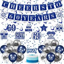 Conjunto de decoração Larbful 60th Birthday Blue & Silver Party