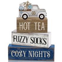 Conjunto de decoração Lineshading Wooden Winter Truck Snowflake, 4 peças Conjunto de decoração Lineshading Wooden Winter Truck Snowflake, 4 peças