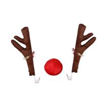 Conjunto De Decoração Para Veículos Com Rena Rudolph De Nariz Vermelho E Chifres, 1 Peça, Enfeites