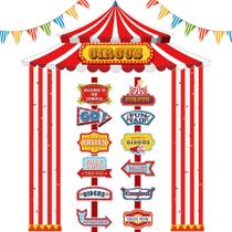 Conjunto de decoração Tlswshsy Circus Tent 17 unidades com toldo e placas