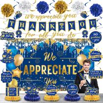 Conjunto de decoração Wayyogh We Appreciate You, ouro azul com banner