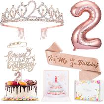 Conjunto de decorações de aniversário Awfrky 2º aniversário para meninas Conjunto de decorações de aniversário Awfrky 2º aniversário para meninas