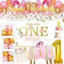 Conjunto de decorações de aniversário BSMIEFUS Baby Girl 1st Birthday Conjunto de decorações de aniversário BSMIEFUS Baby Girl 1st Birthday