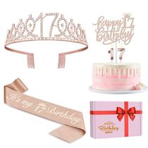 Conjunto de decorações de aniversário de 17 de julho para meninas