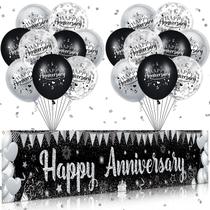 Conjunto de decorações de aniversário de casamento RUMIA Black & Silver Conjunto de decorações de aniversário de casamento RUMIA Black & Silver