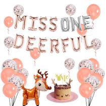Conjunto de decorações de aniversário Deer 1st Birthday Girl Little Miss