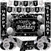 Conjunto de decorações de aniversário Domila Black Silver Party Supplies Conjunto de decorações de aniversário Domila Black Silver Party Supplies