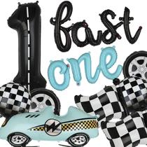 Conjunto de decorações de aniversário Fast One, pista de corrida número 1 de 40 cm Conjunto de decorações de aniversário Fast One, pista de corrida número 1 de 40 cm