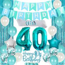 Conjunto de decorações de aniversário Funmemoir 40th Birthday Women Teal