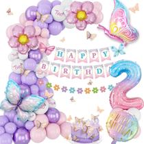 Conjunto de decorações de aniversário KISPATTI 2nd Birthday Girl Conjunto de decorações de aniversário KISPATTI 2nd Birthday Girl