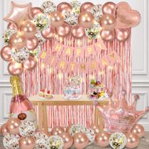 Conjunto de decorações de aniversário MSMANCY Rose Gold para mulheres