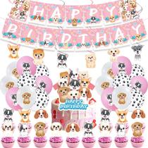Conjunto de decorações de aniversário para cães, 50 unidades com faixas, chapéus e balões Conjunto de decorações de aniversário para cães, 50 unidades com faixas, chapéus e balões
