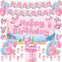 Conjunto de decorações de aniversário Refavor Axolotl Pink 44 unidades para meninas Conjunto de decorações de aniversário Refavor Axolotl Pink 44 unidades para meninas