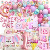 Conjunto de decorações de aniversário Sweet One Donut 1st Birthday Girl