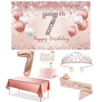 Conjunto de decorações de aniversário Trgowaul 7º aniversário para meninas