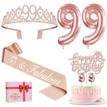 Conjunto de decorações de aniversário YeohJoy 99th Birthday para mulheres