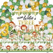 Conjunto de decorações de aniversário Young Wild & Three Jungle Theme