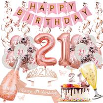 Conjunto de decorações de aniversário ZJDZTK 21º aniversário para ela