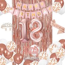 Conjunto de decorações de aniversário ZPPMZQR 18º aniversário para meninas