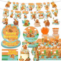 Conjunto de decorações de festa: Capybara Birthday, 162 peças de talheres