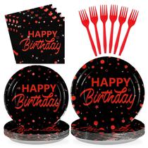 Conjunto de decorações de festa com bolinhas vermelhas grencianas em preto Conjunto de decorações de festa com bolinhas vermelhas grencianas em preto