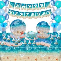 Conjunto de decorações de festa com tema de praia, 132 unidades, serve 20 Wakeys