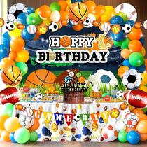 Conjunto de decorações de festa com tema esportivo com guirlanda em arco de balão