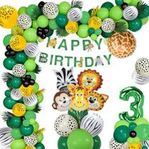 Conjunto de decorações de festa com tema Safari Birthday Jungle de 1 ano Conjunto de decorações de festa com tema Safari Birthday Jungle de 1 ano