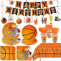Conjunto de decorações de festa de basquete, 178 unidades para 24 convidados Conjunto de decorações de festa de basquete, 178 unidades para 24 convidados
