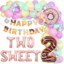Conjunto de decorações de festa Donut de 2º aniversário para meninas com balões