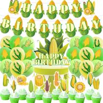 Conjunto de decorações de festa e suprimentos de aniversário com tema de milho Conjunto de decorações de festa e suprimentos de aniversário com tema de milho