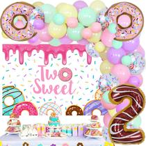 Conjunto de decorações de festa Funmemoir Donut 2nd Birthday Girl