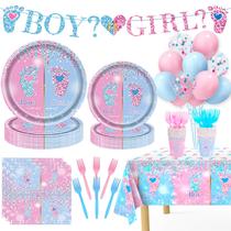 Conjunto de decorações de festa Gender Reveal Miucat 146 unidades