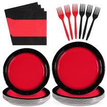 Conjunto de decorações de festa grencian em vermelho e preto serve 24 pessoas Conjunto de decorações de festa grencian em vermelho e preto serve 24 pessoas